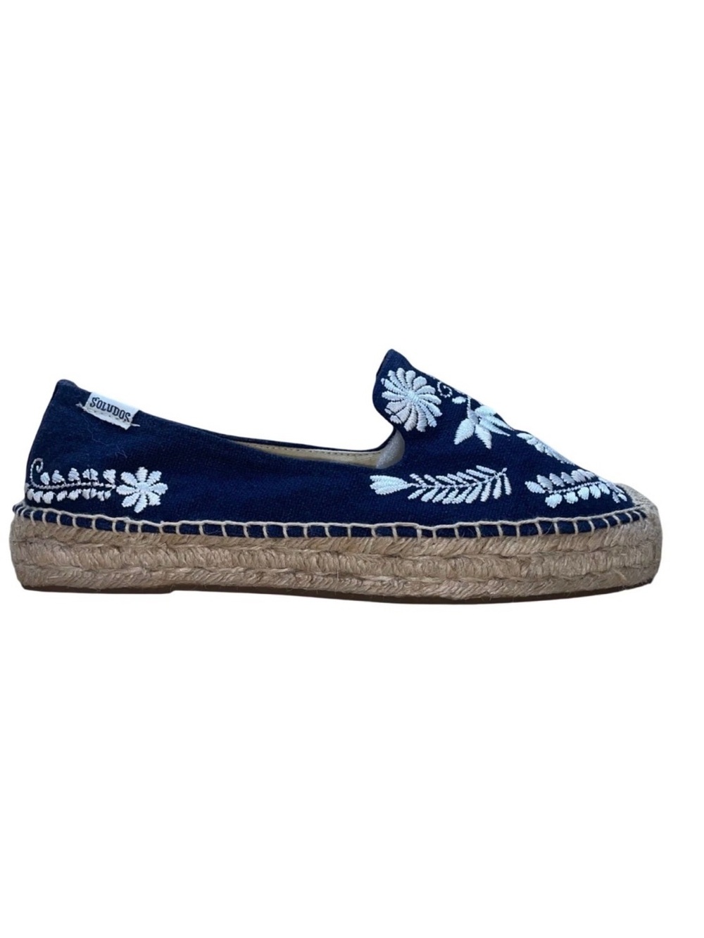 Soludos Navy Blue Organic Canvas Espadrille Platform shoes